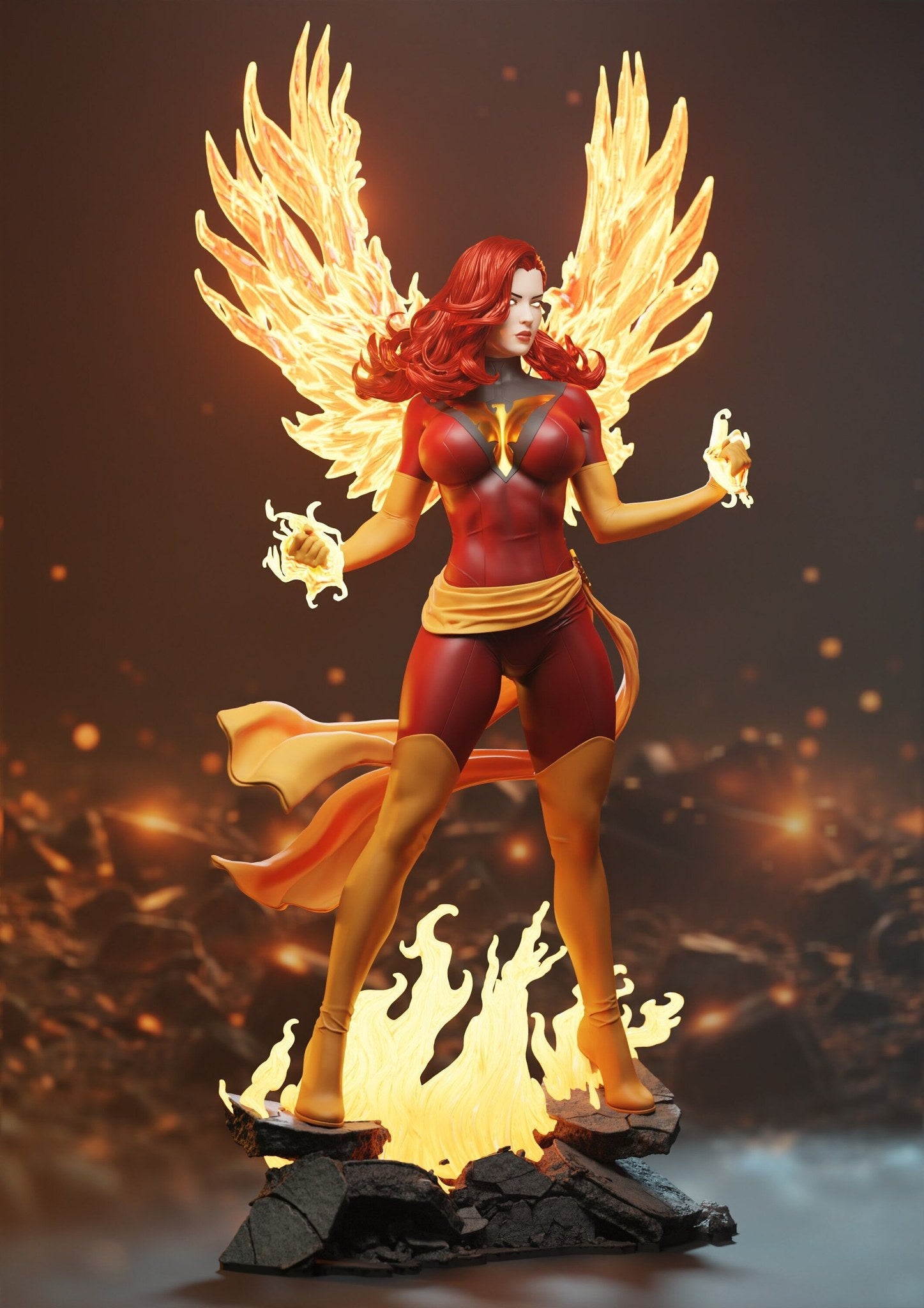 Jean Grey (Marvel) resin figure by Abe3D — studio render 2