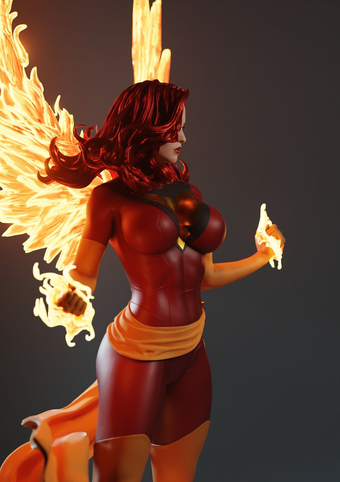 Jean Grey (Marvel) resin figure by Abe3D — studio render 9