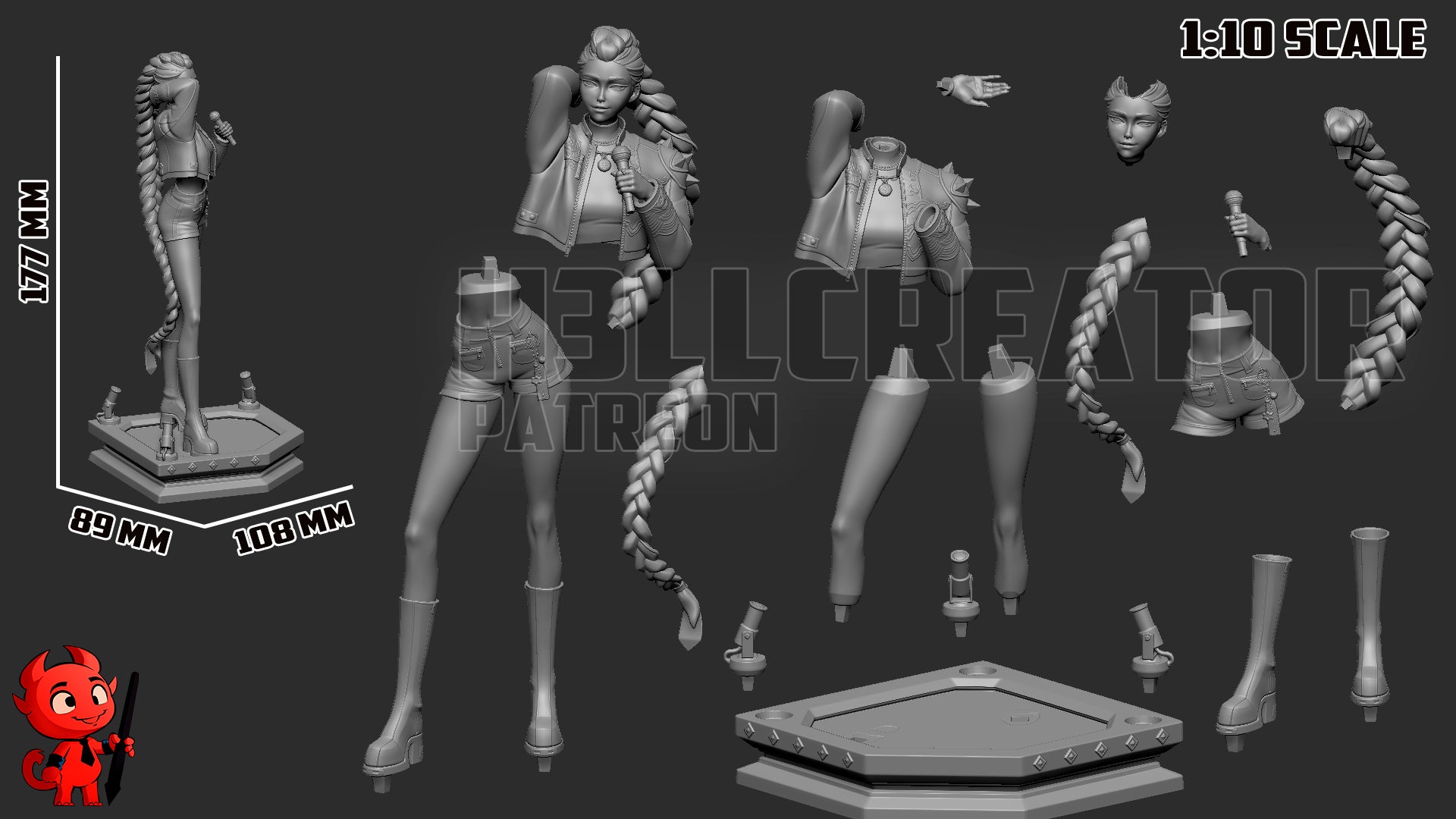 Rumi, Mira and Zoey (KPop Demon Hunters) resin figure by h3LLcreator — studio render 7
