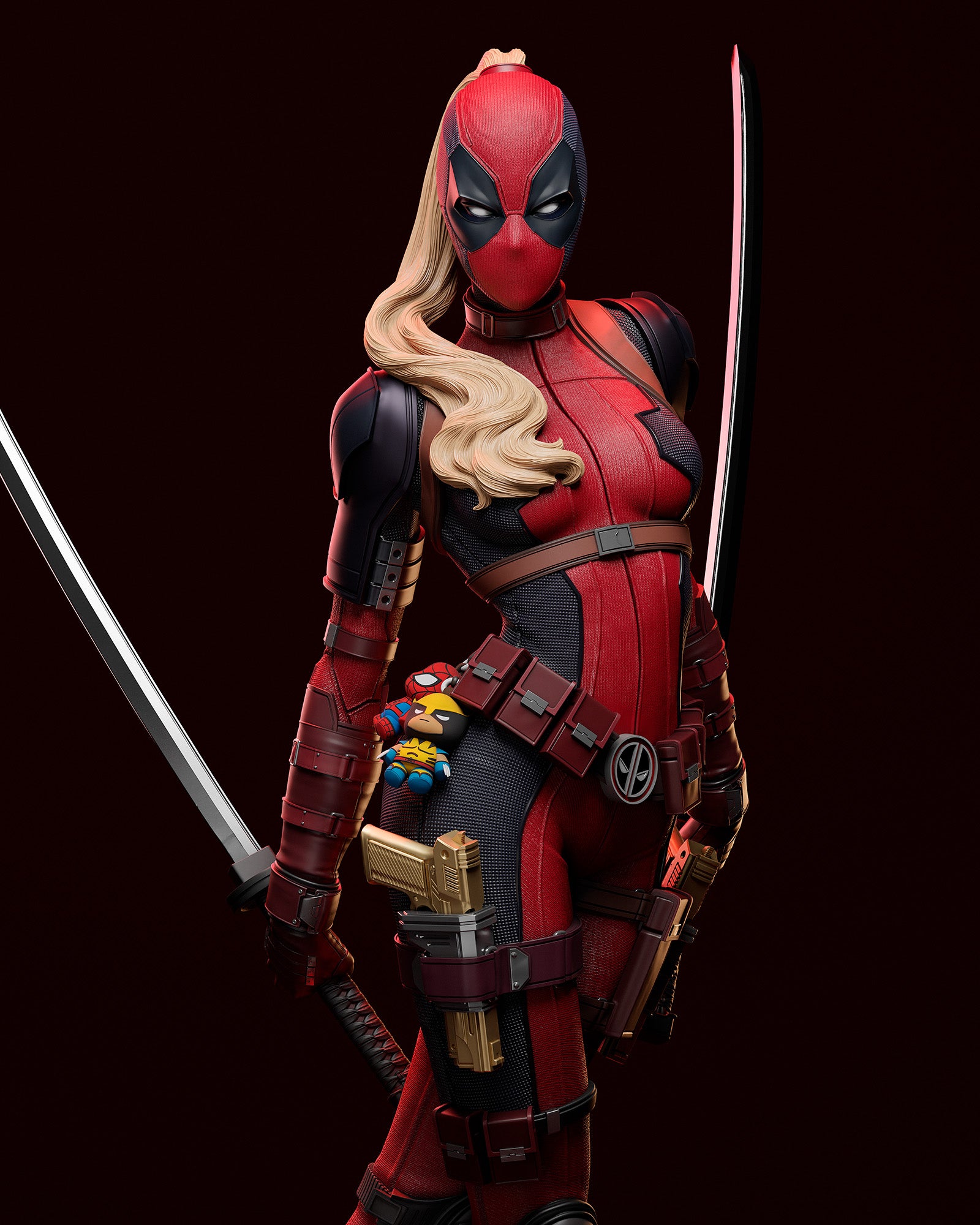 Lady Deadpool (Marvel) resin figure by Abe3D — studio render 3