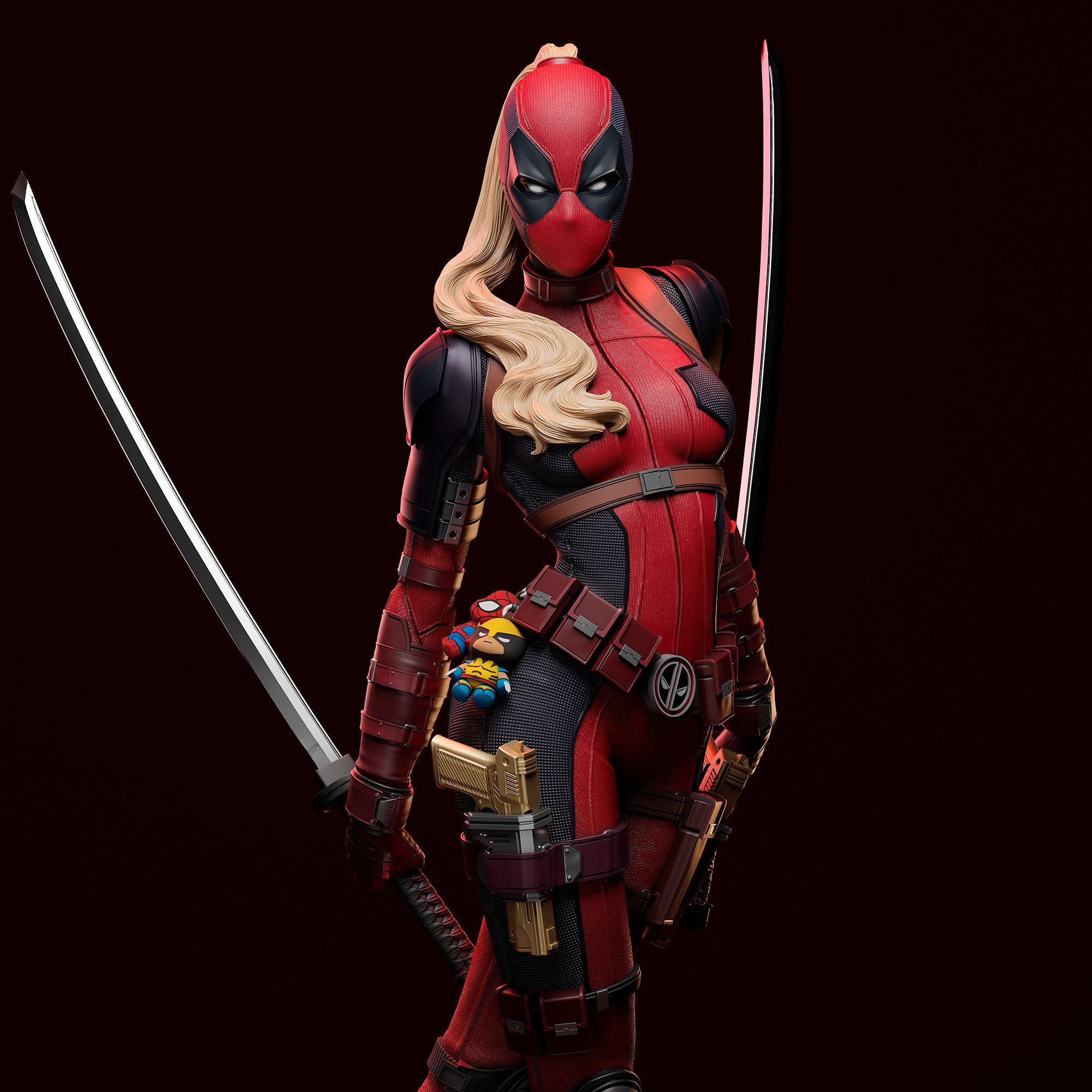 Lady Deadpool (Marvel) resin figure by Abe3D — studio render 3