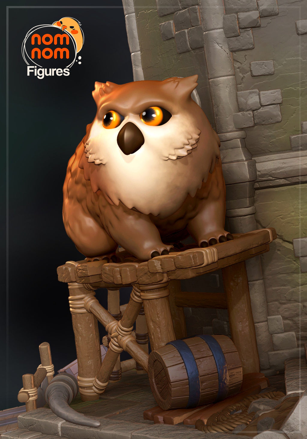 Baby Owlbear Baldur's Gate Chibi resin figure by NomNom Figures — studio preview 2