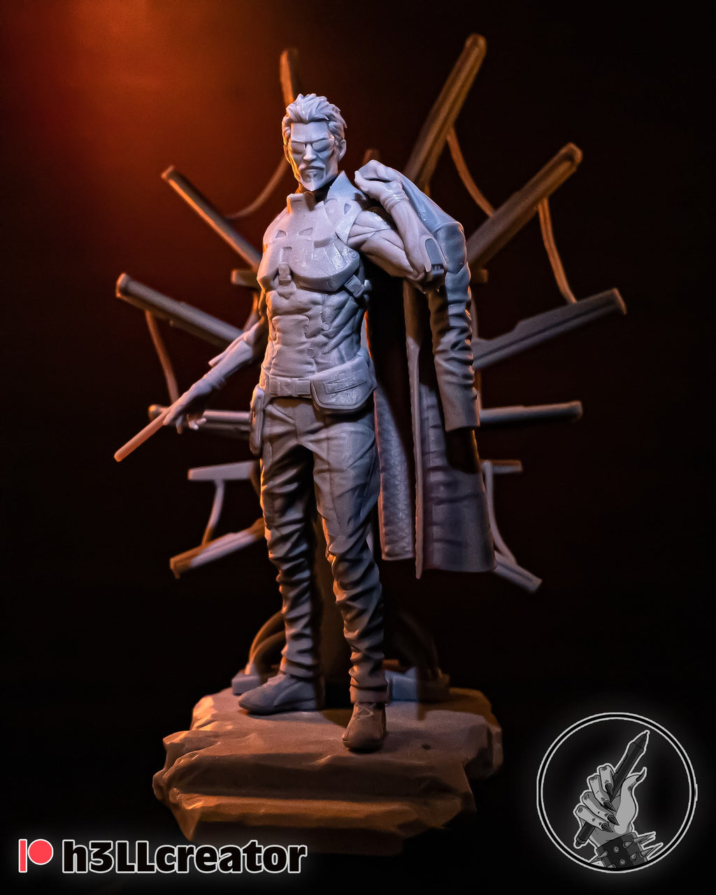 Adam Jensen (Deus Ex) resin figure by h3LLcreator — studio render 6