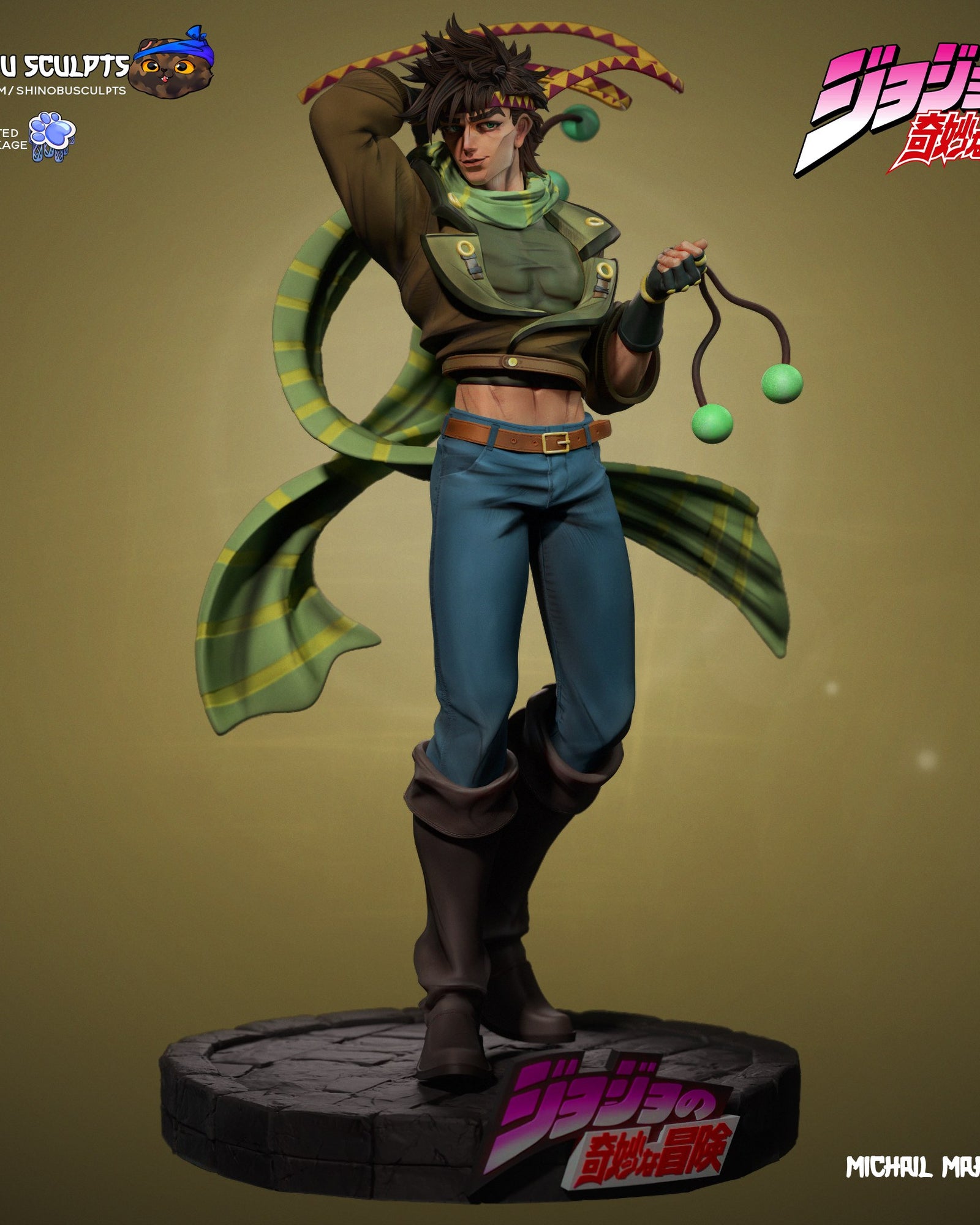 Joseph Joestar (Jojo's Bizarre Adventure) resin figure by Shinobu Sculpts — studio render 2