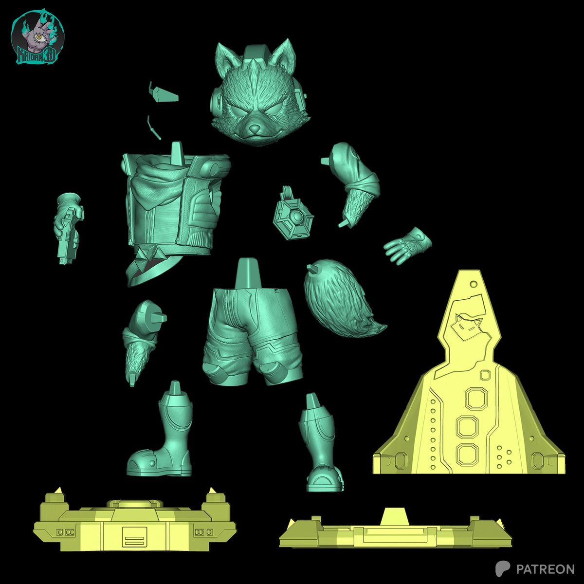 Fox McCloud (Star Fox) resin figure by Kaidan 3D — studio render 5