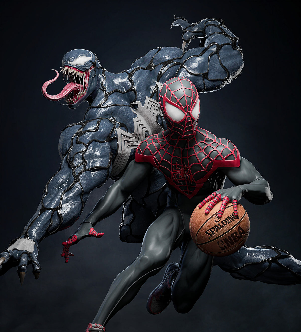 Miles Morales and Venom Marvel resin figure by CA 3D Studios — studio preview 1