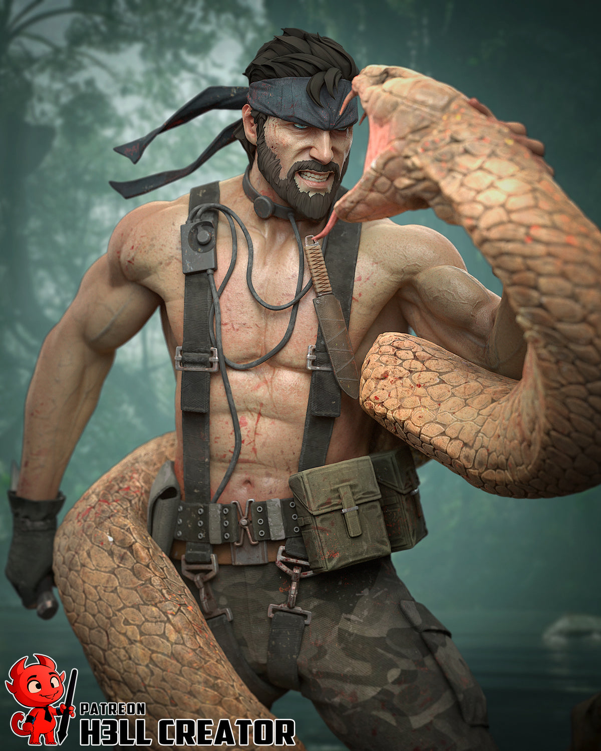 Big Boss (Metal Gear Solid) resin figure by h3LLcreator — studio render 1