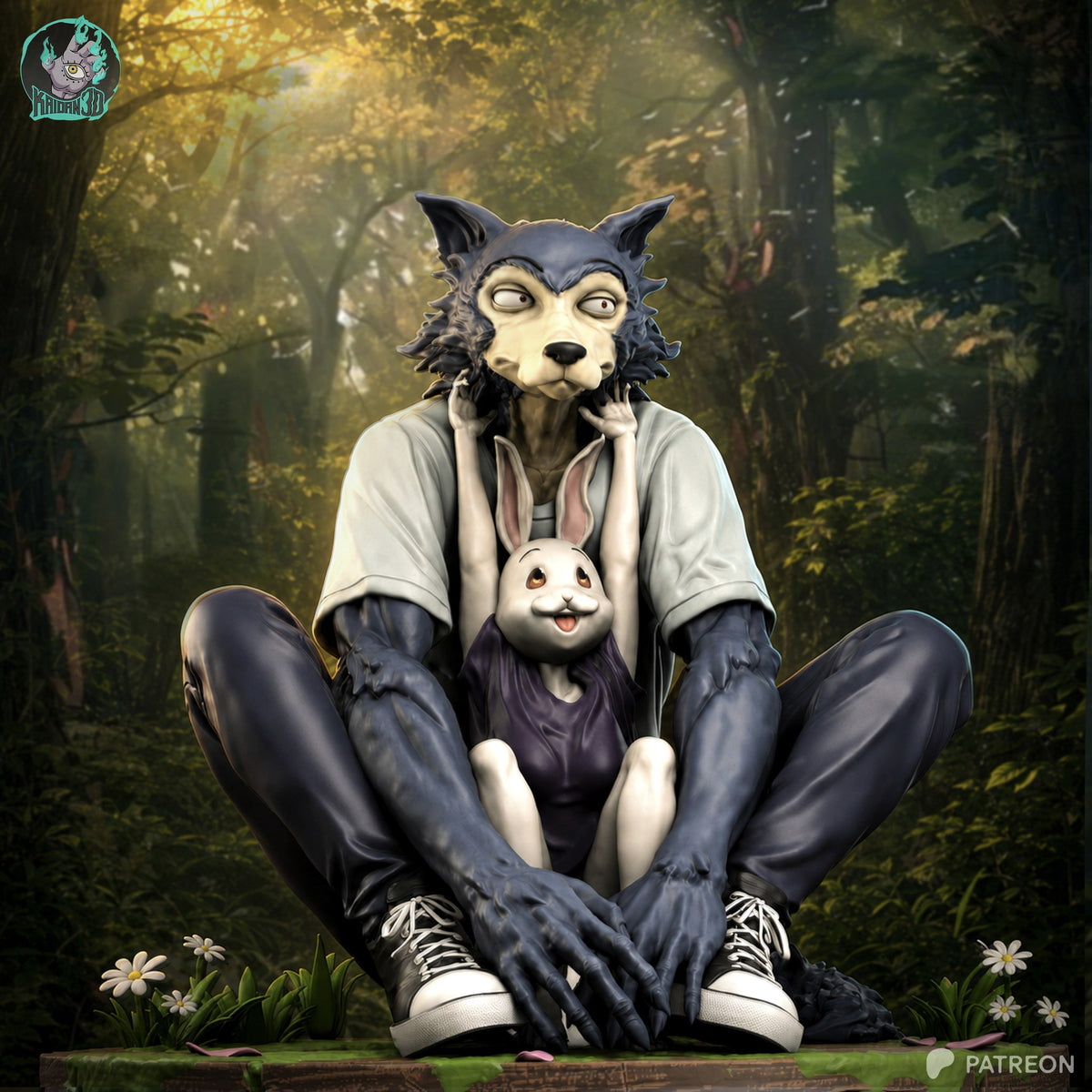 Legoshi and Haru (Beastars) resin figure by Kaidan 3D — studio render 3