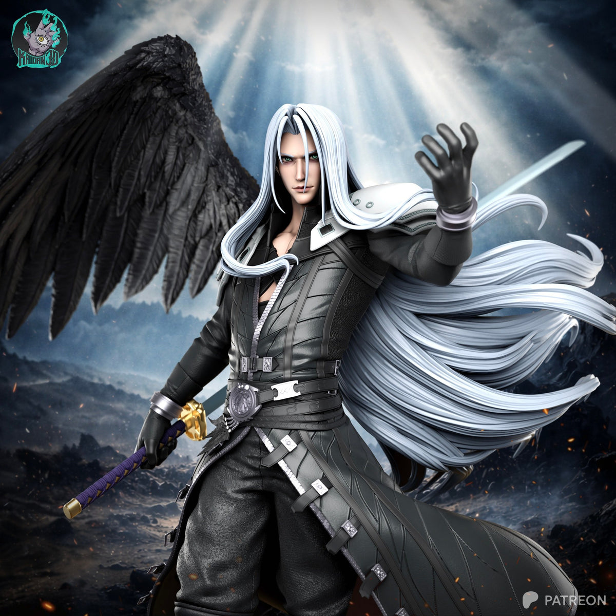 Sephiroth (Final Fantasy) resin figure by Kaidan 3D — studio render 1