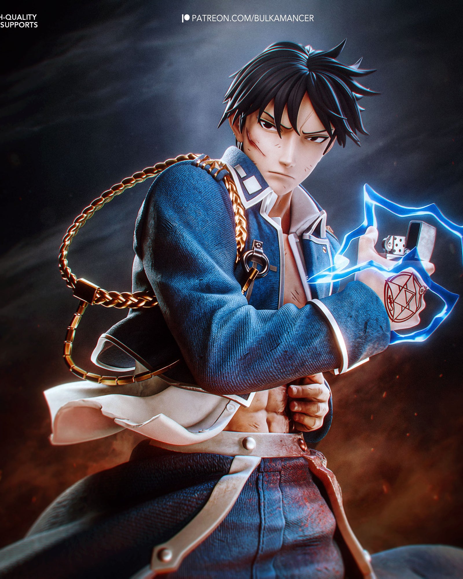 Roy Mustang (Fullmetal Alchemist) resin figure by Bulkamancer — studio render 1