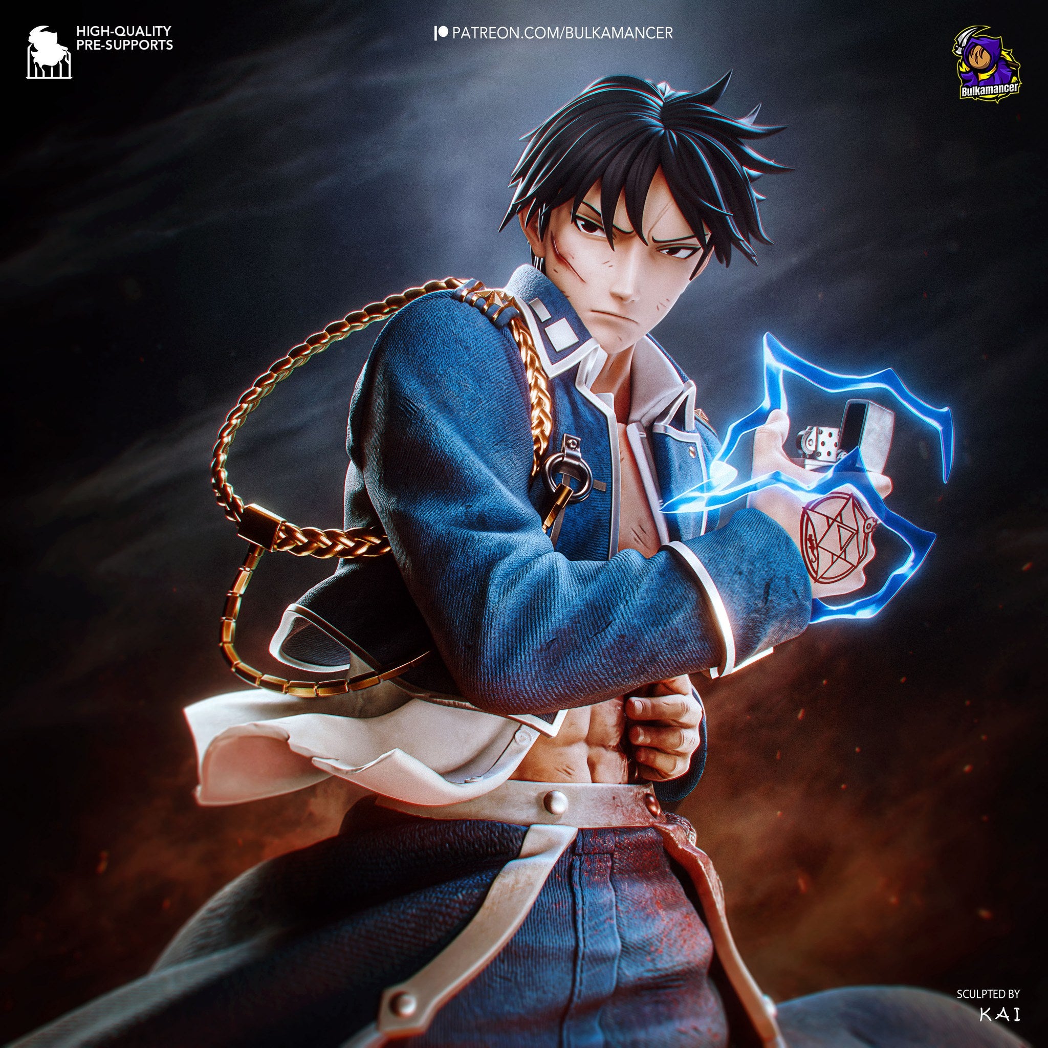 Roy Mustang (Fullmetal Alchemist) resin figure by Bulkamancer — studio render 1