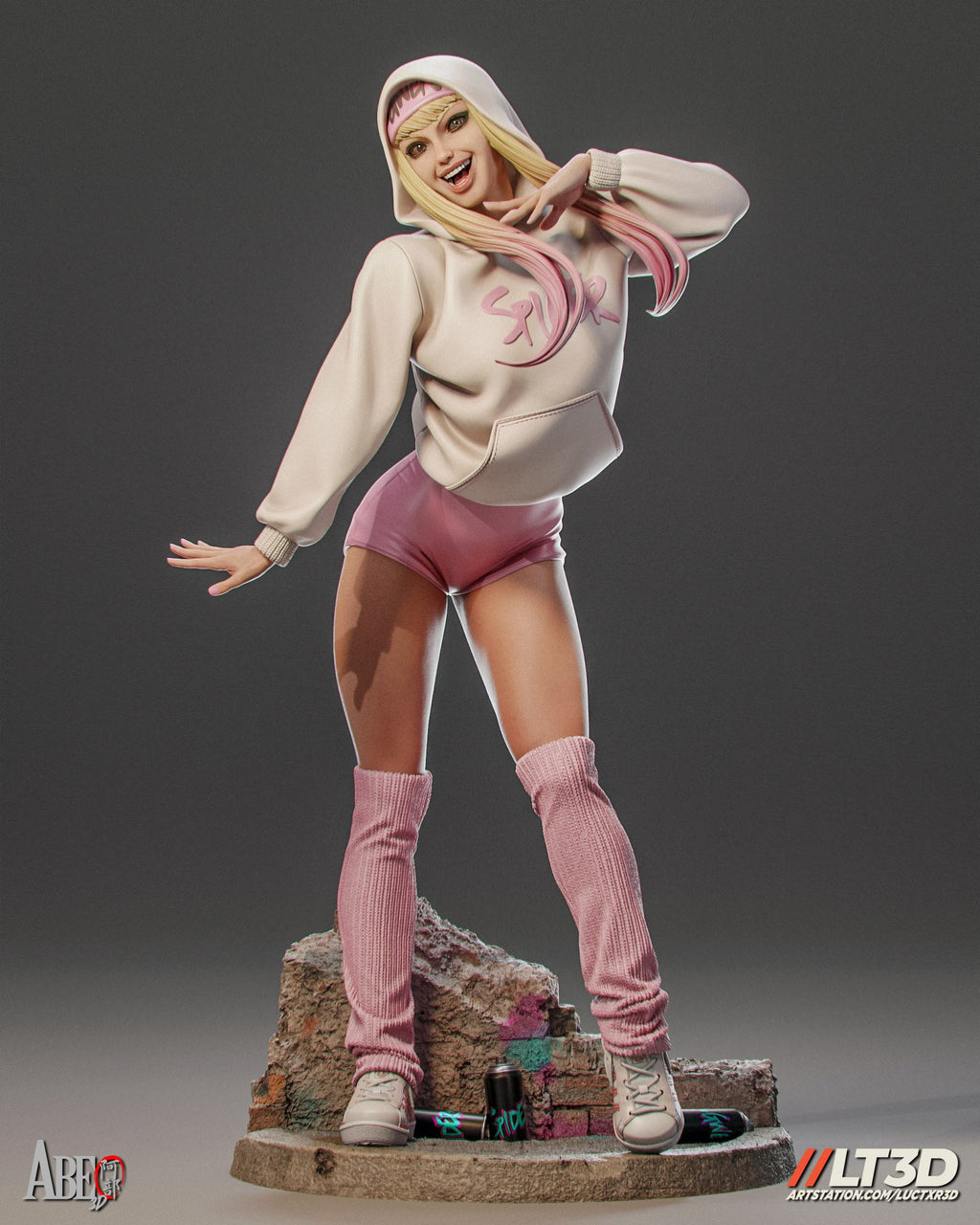 Gwen Stacy (Marvel) resin figure by Abe3D — studio render 1