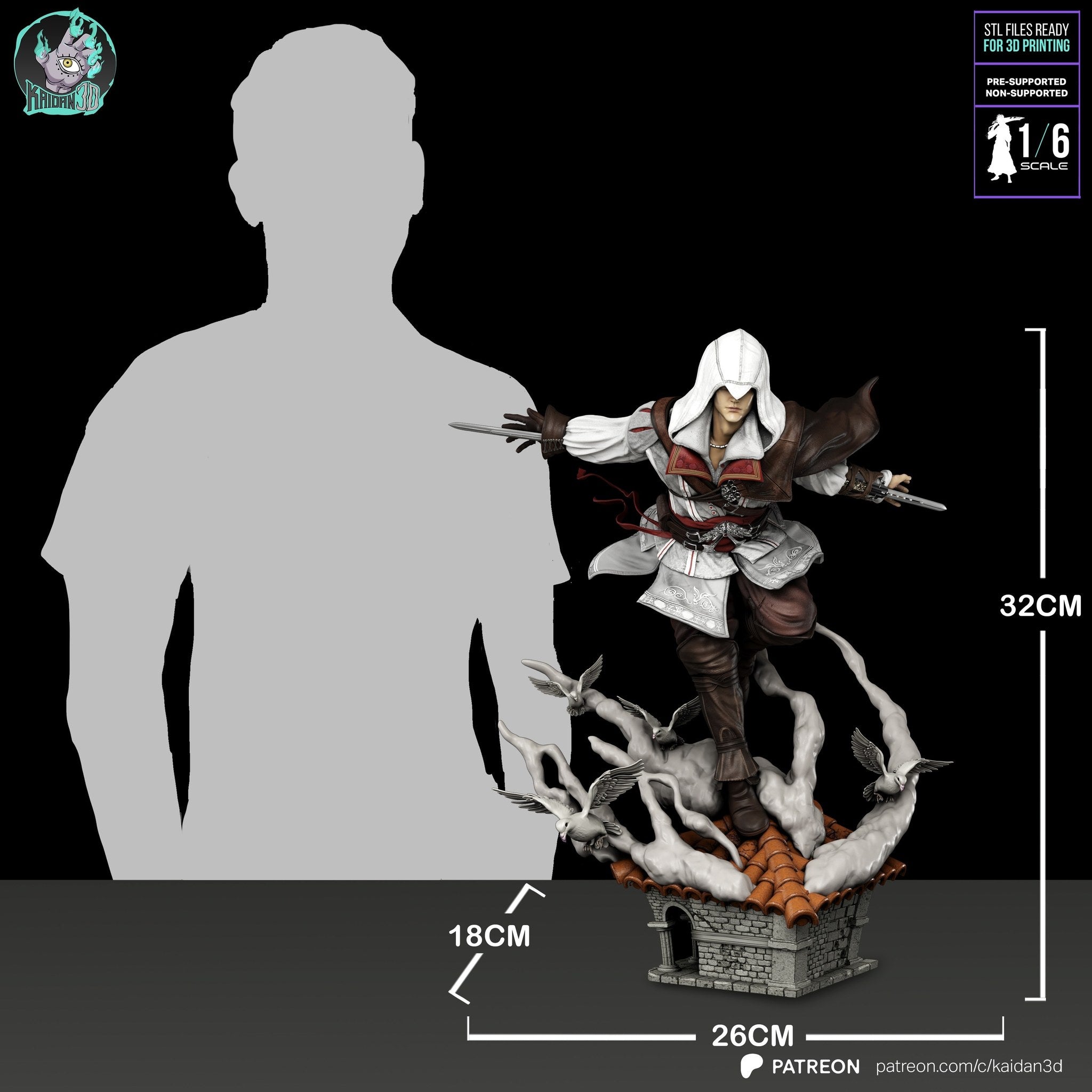 Ezio Auditore (Assassin's Creed) resin figure by Kaidan 3D — studio render 5