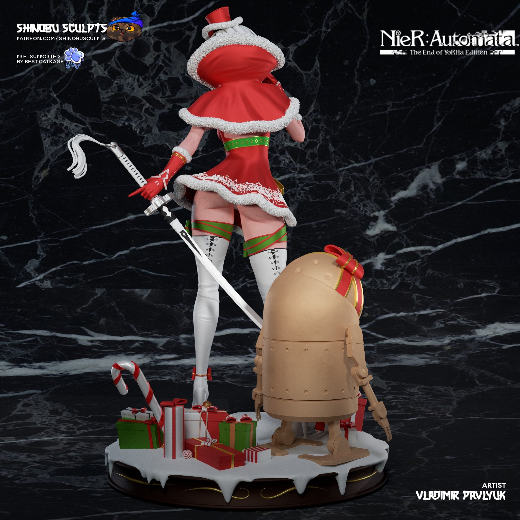 2B (NieR Automata) resin figure by Shinobu Sculpts — studio render 4