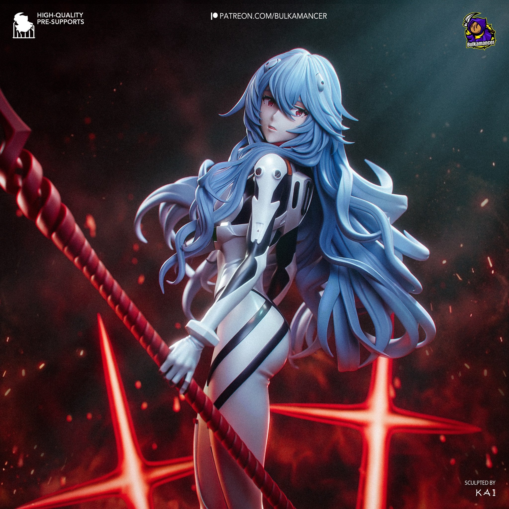 Rei Ayanami (Evangelion) resin figure by Bulkamancer — studio render 1