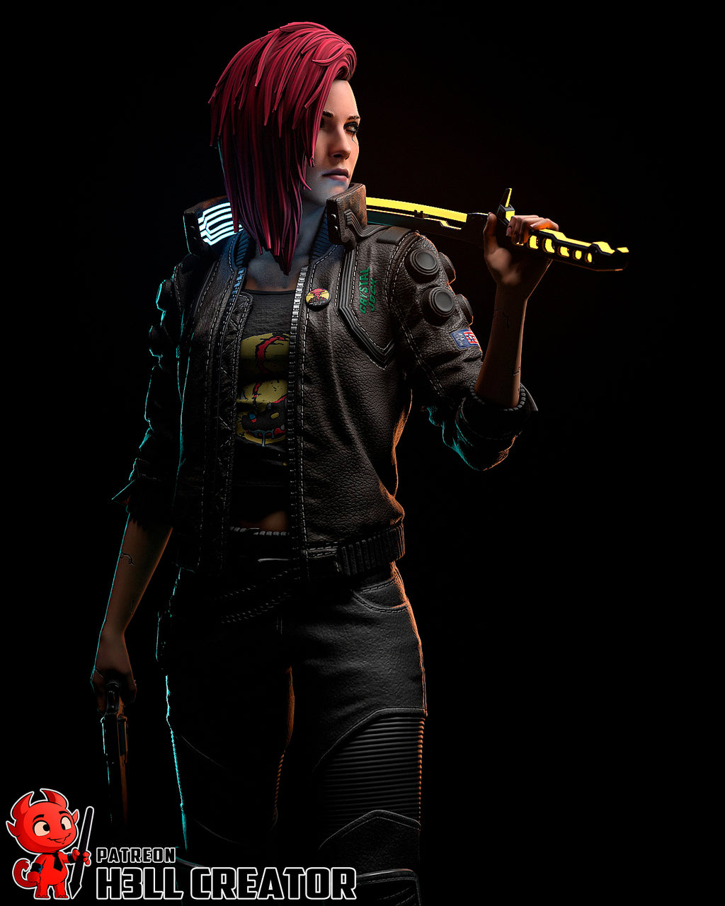 Female V (Cyberpunk 2077) resin figure by h3LLcreator — studio render 6