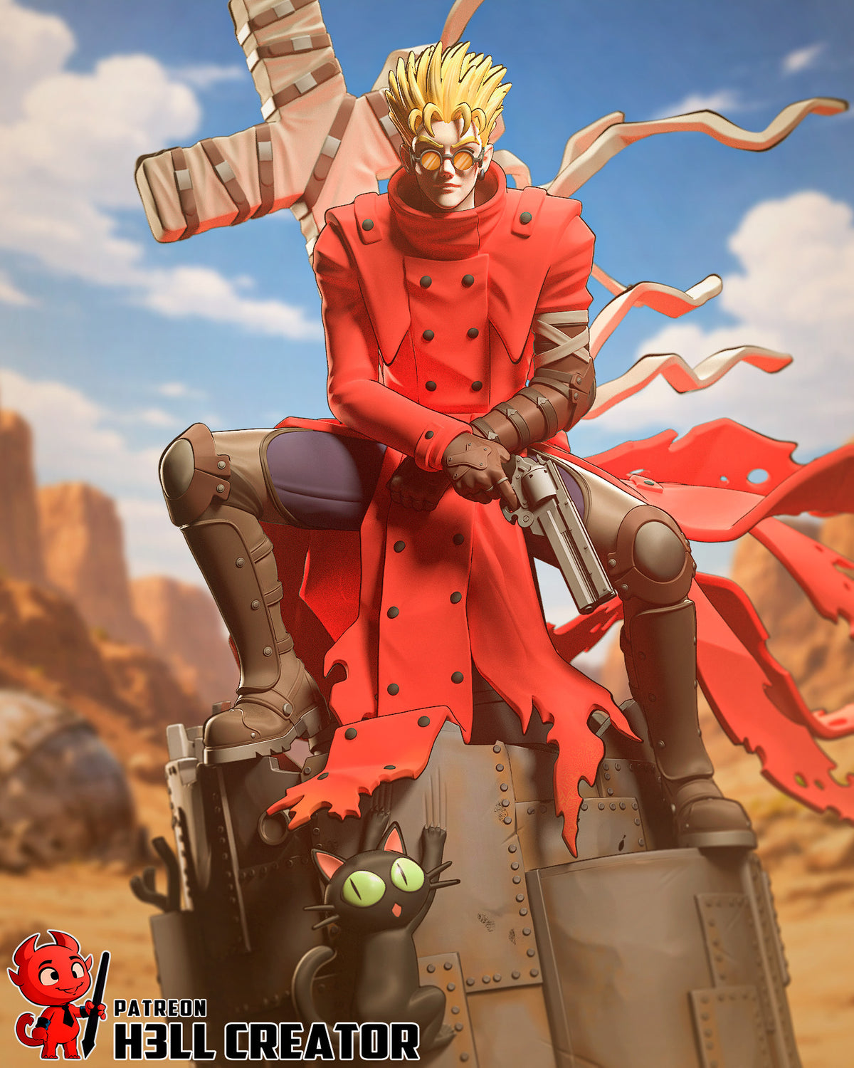 Vash the Stampede (Trigun) resin figure by h3LLcreator — studio render 1
