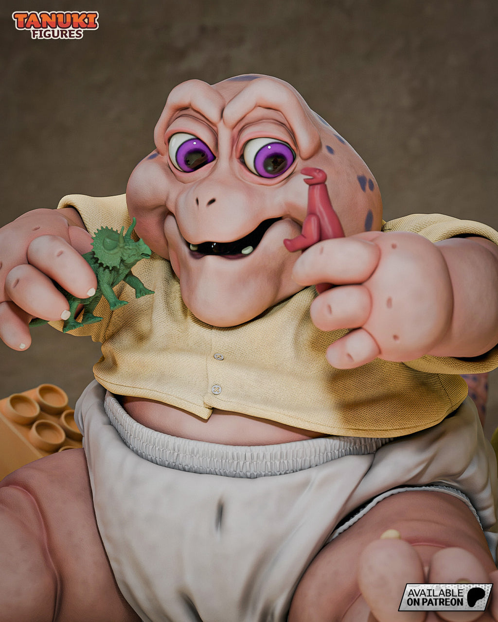Baby Sinclair (Dinosaurs) resin figure by Tanuki Figures — studio render 3