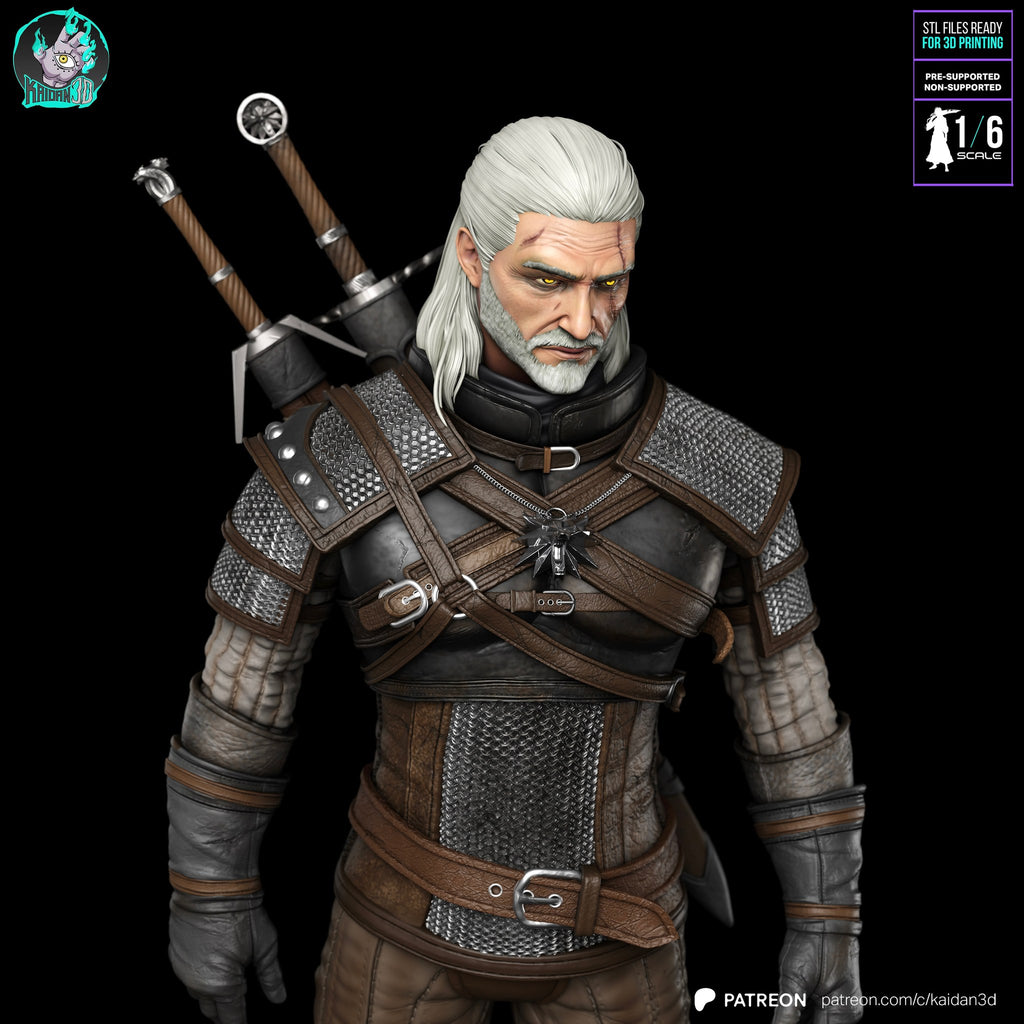 Geralt of Rivia (The Witcher) resin figure by Kaidan 3D — studio render 3