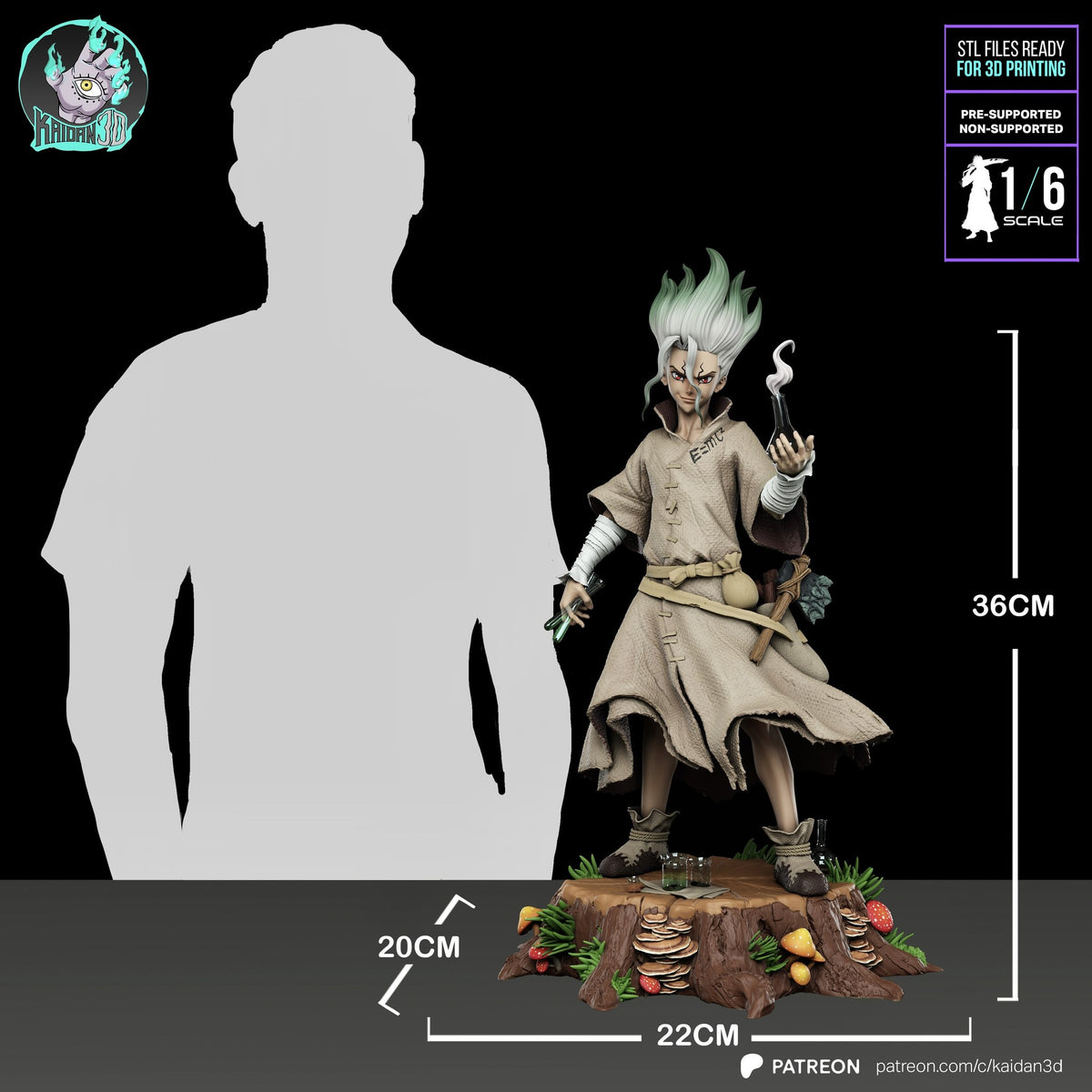 Senku Ishigami (Dr. Stone) resin figure by Kaidan 3D — studio render 7
