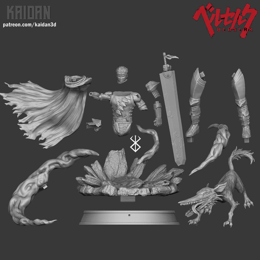 Guts (Berserk) resin figure by Kaidan 3D — studio render 4
