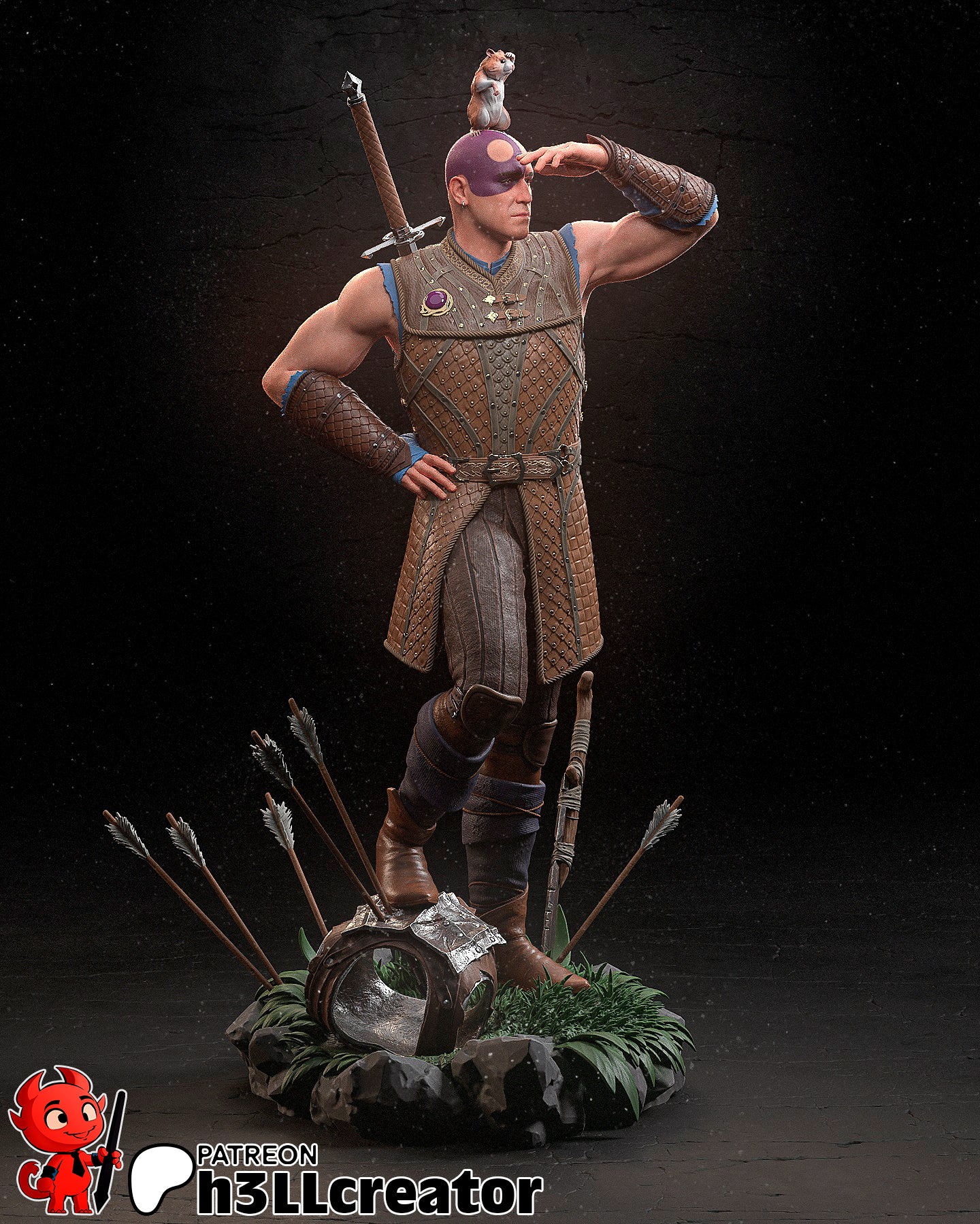 Minsc and Boo (Baldur's Gate) resin figure by h3LLcreator — studio render 4