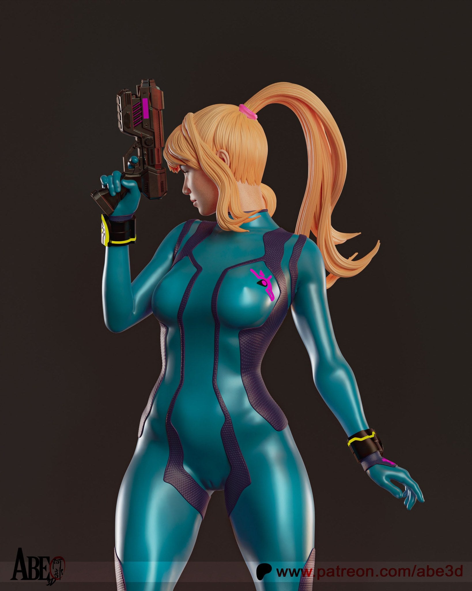 Samus Aran (Metroid) resin figure by Abe3D — studio render 10