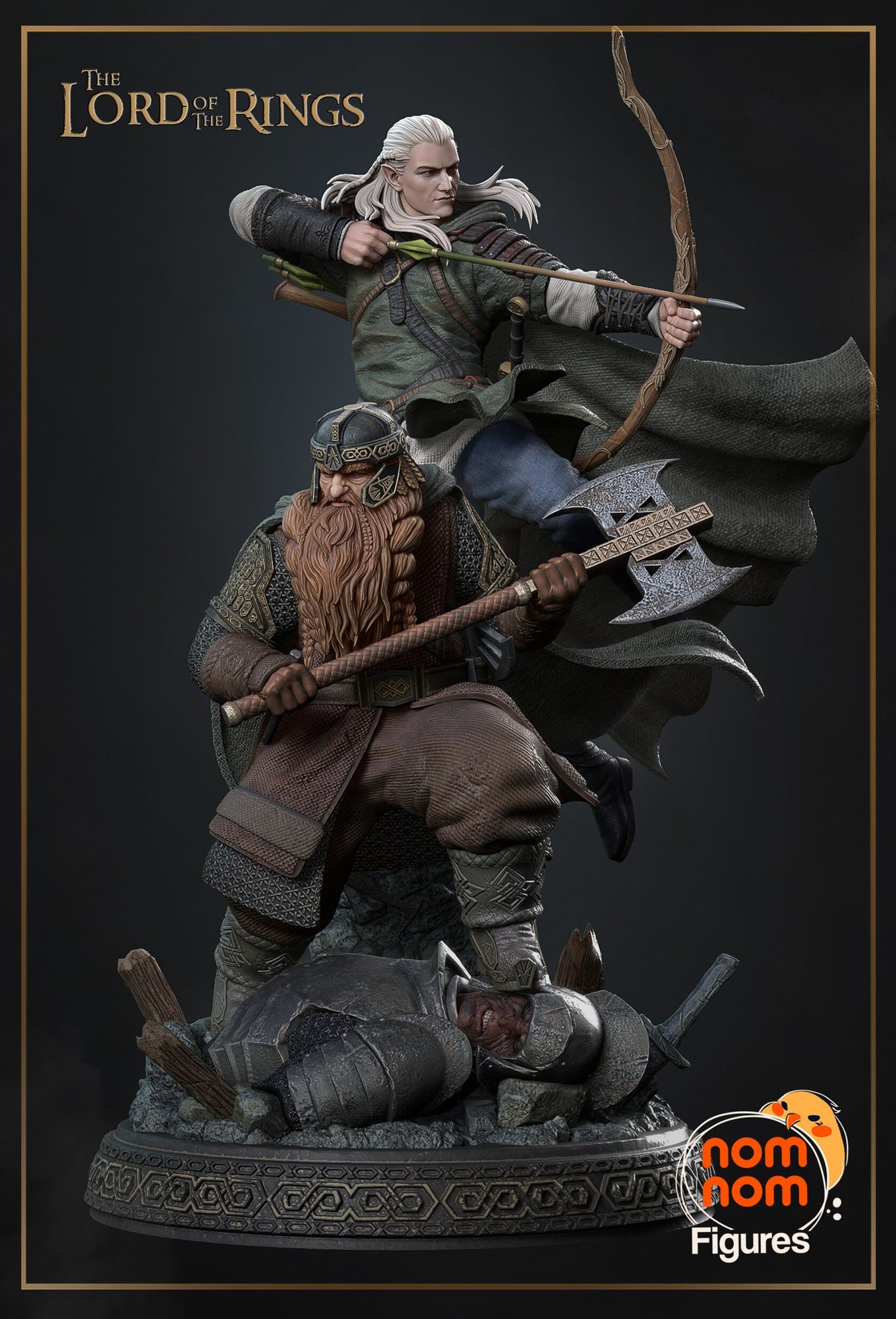 Gimli and Legolas The Lord of the Rings resin figure by NomNom Figures — studio preview 1