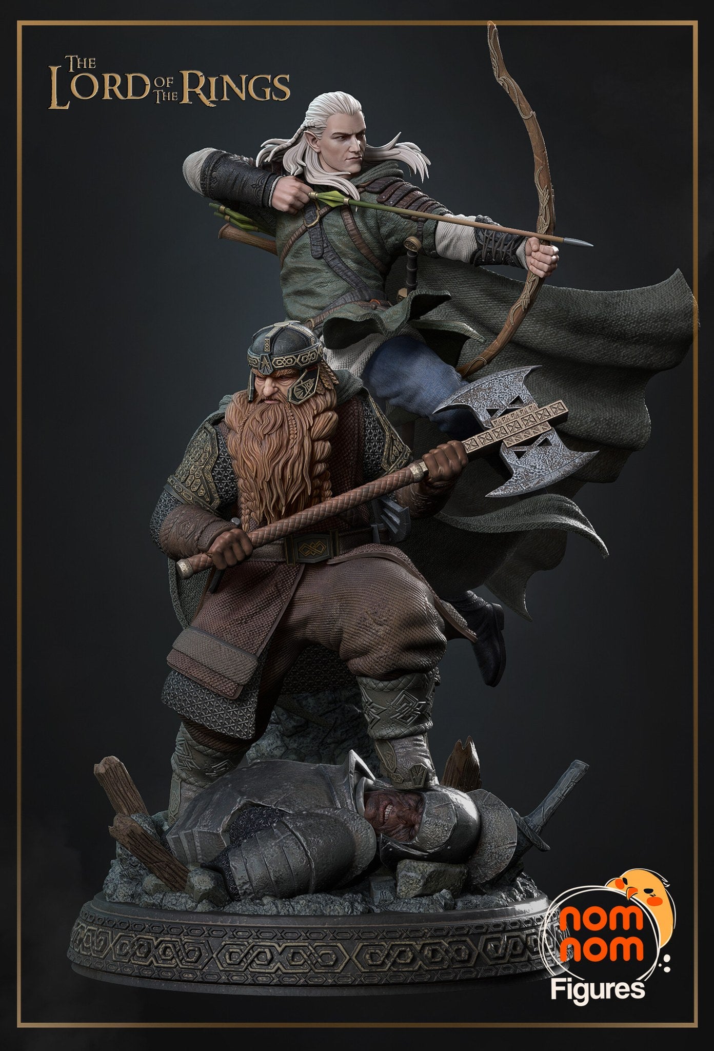 Gimli and Legolas The Lord of the Rings resin figure by NomNom Figures — studio preview 1