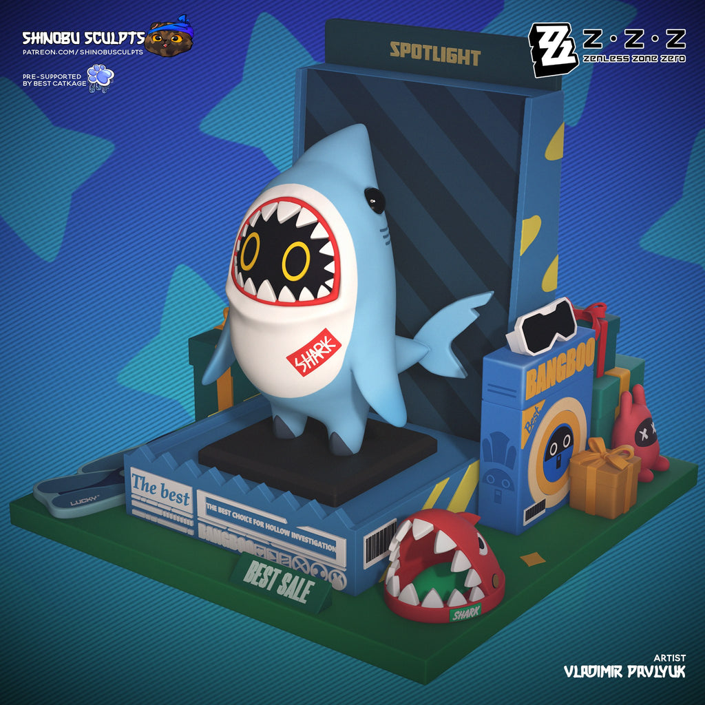 Sharkboo (Zenless Zone Zero) resin figure by Shinobu Sculpts — studio render 1
