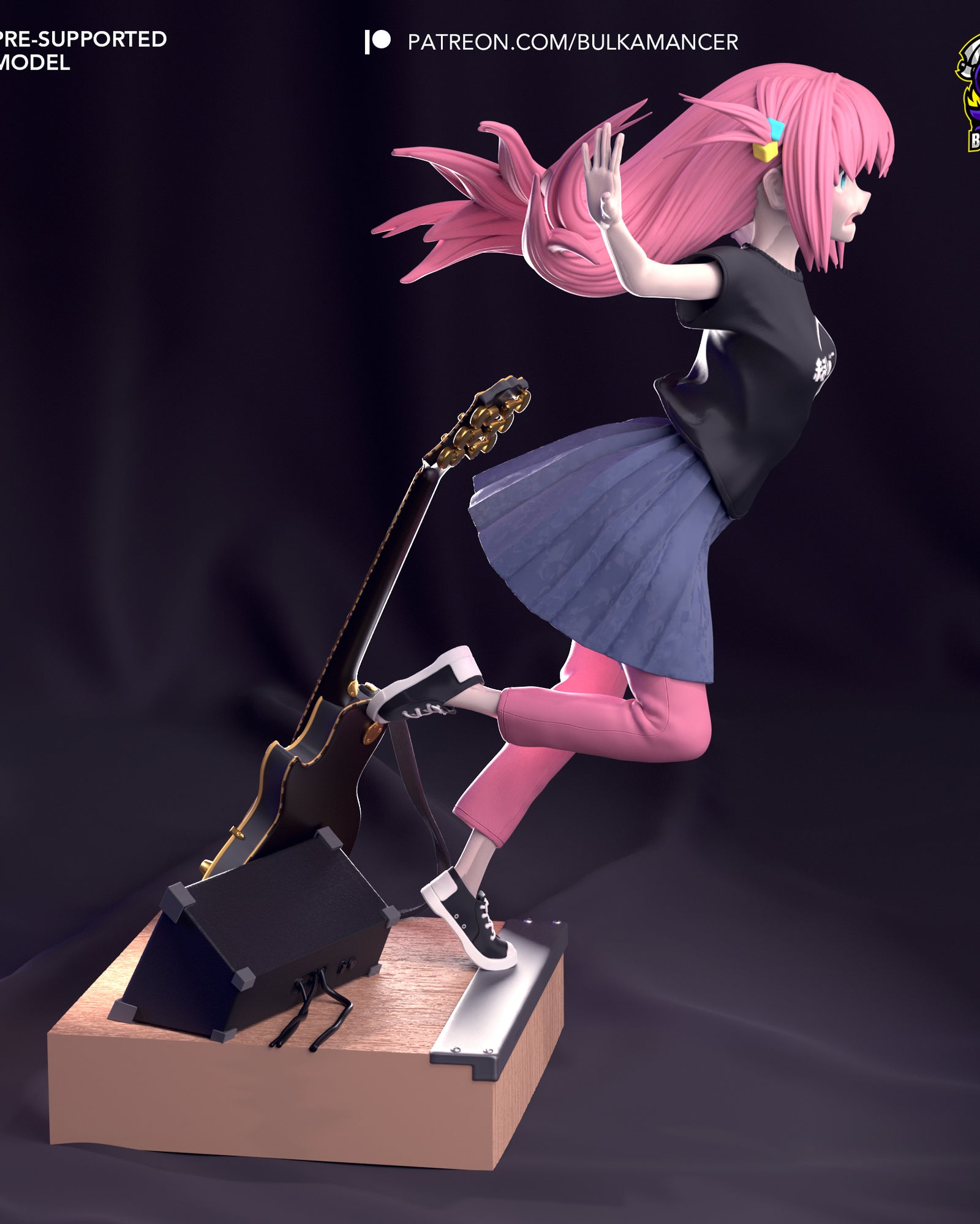 Hitori Gotoh (Bocchi the Rock) resin figure by Bulkamancer — studio render 2