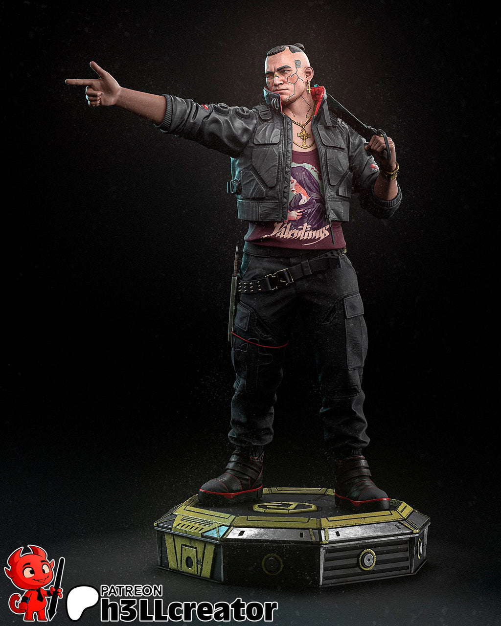 Jackie Welles (Cyberpunk 2077) resin figure by h3LLcreator — studio render 8