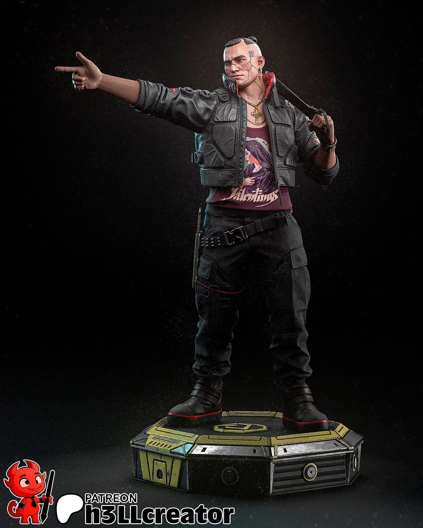 Jackie Welles (Cyberpunk 2077) resin figure by h3LLcreator — studio render 8