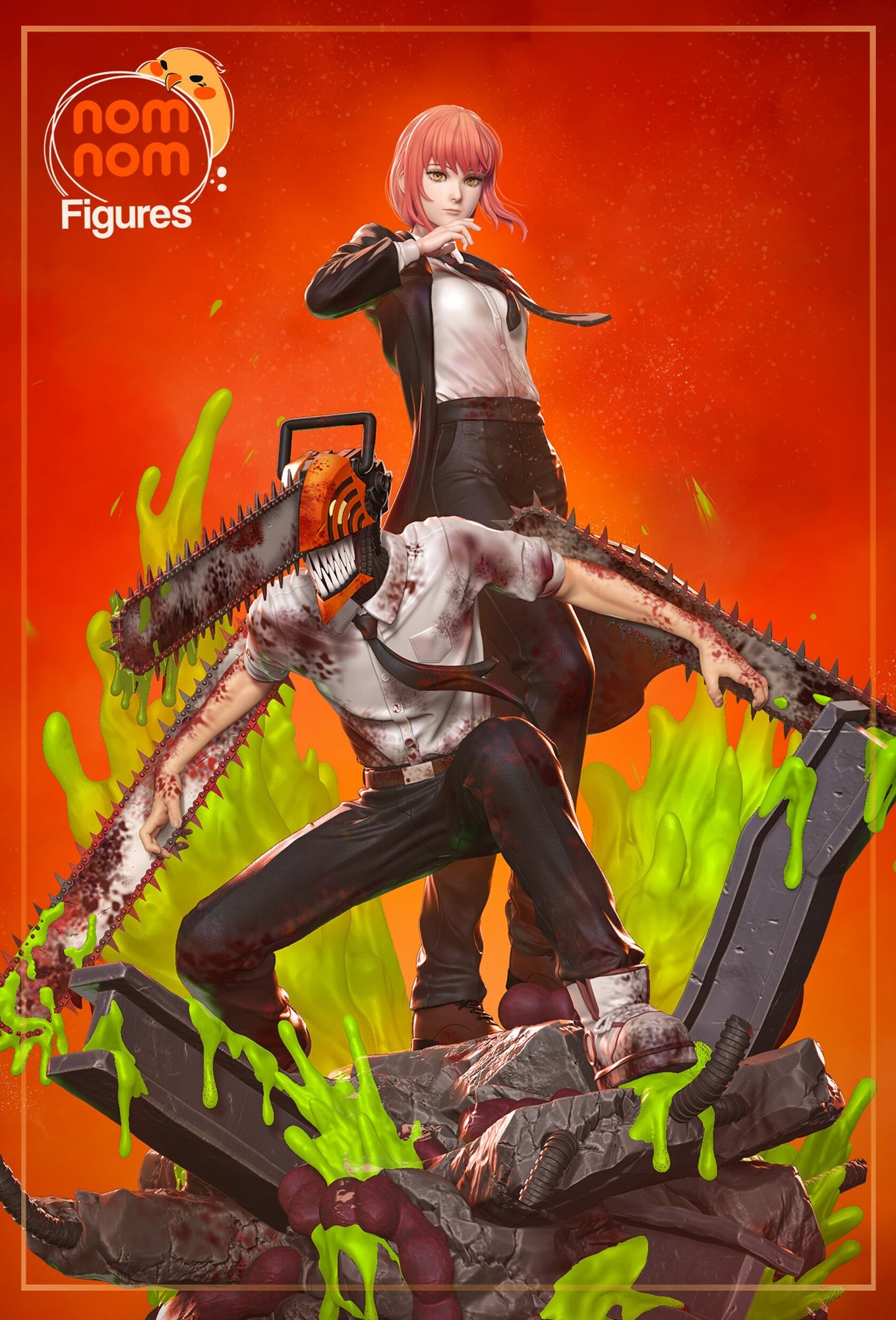 Makima and Denji Chainsaw Man resin figure by NomNom Figures — studio preview 1