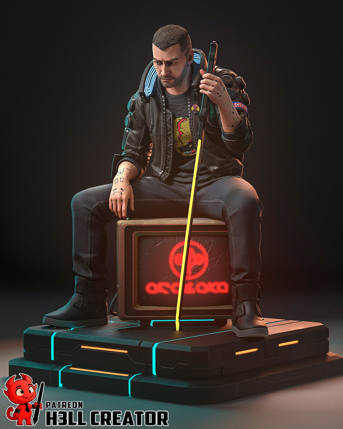 Male V (Cyberpunk 2077) resin figure by h3LLcreator — studio render 5