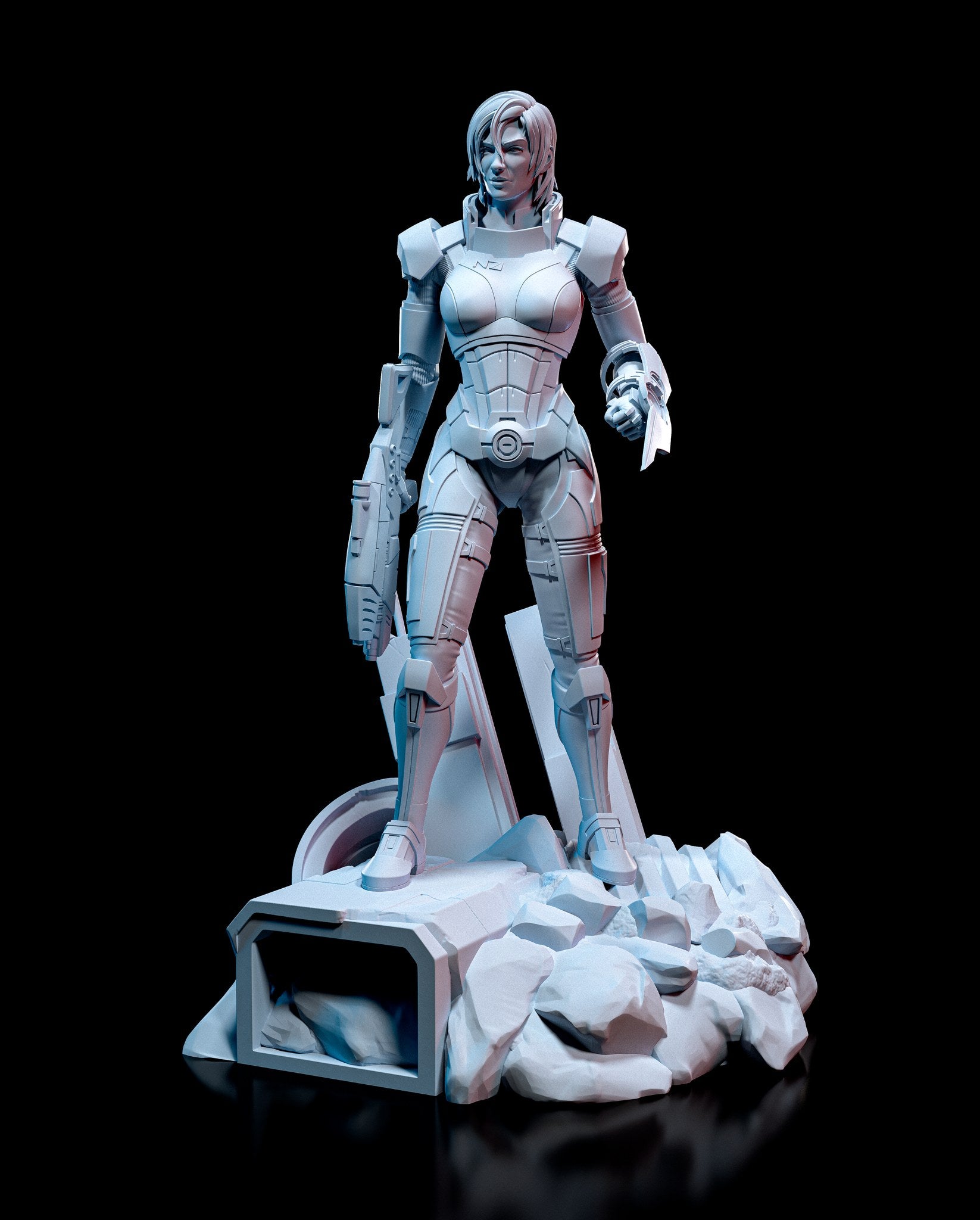 Commander Shepard (Mass Effect) resin figure by h3LLcreator — studio render 2