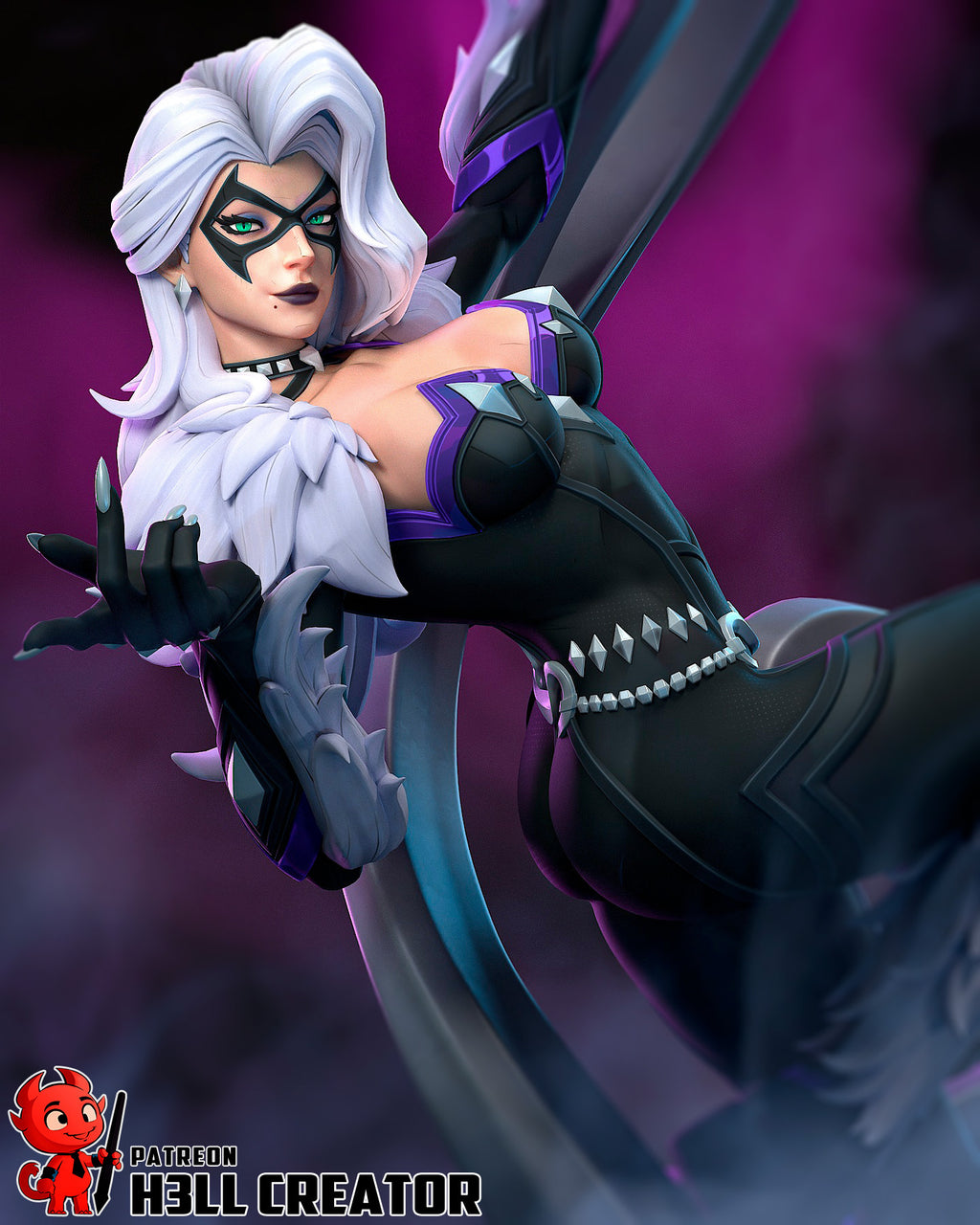 Black Cat (Marvel) resin figure by h3LLcreator — studio render 3