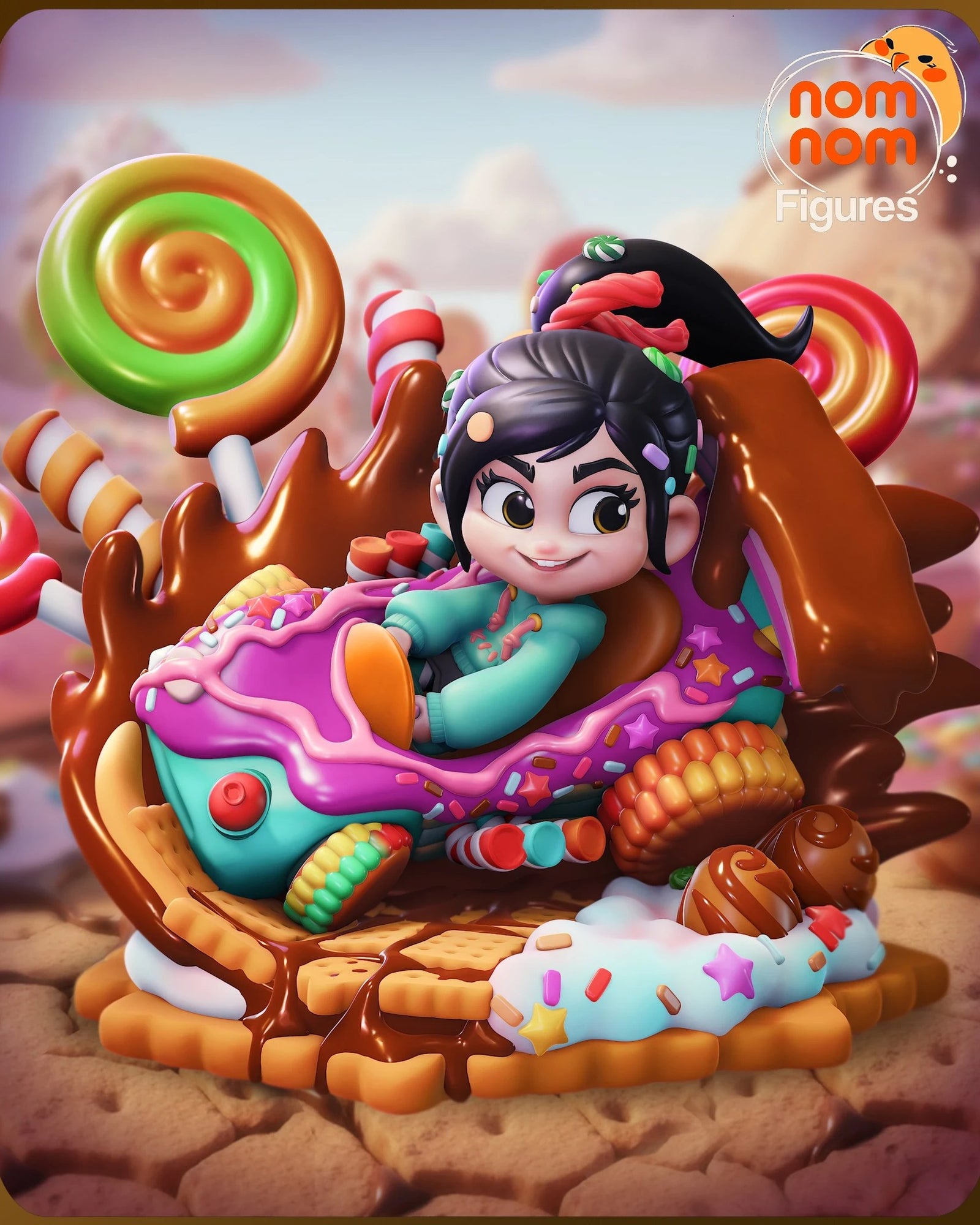Vanellope Wreck it Ralph Chibi resin figure by NomNom Figures — studio preview 2