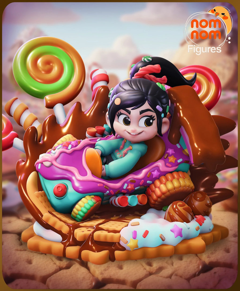 Vanellope Wreck it Ralph Chibi resin figure by NomNom Figures — studio preview 2