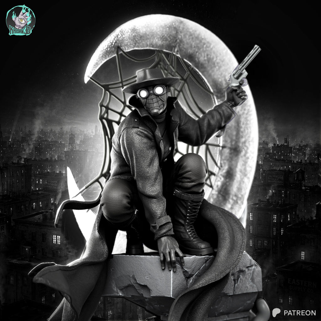 Spider-Man Noir (Marvel) resin figure by Kaidan 3D — studio render 1
