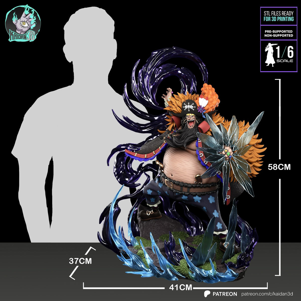 Blackbeard (One Piece) resin figure by Kaidan 3D — studio render 8
