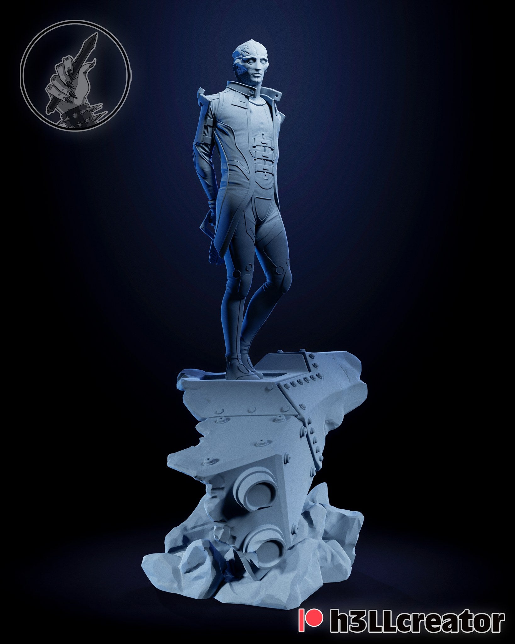 Thane Krios (Mass Effect) resin figure by h3LLcreator — studio render 3