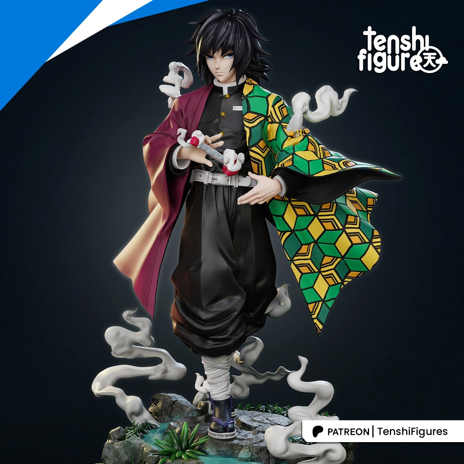 Giyu Tomioka (Demon Slayer) resin figure by Tenshi Figures — studio render 3