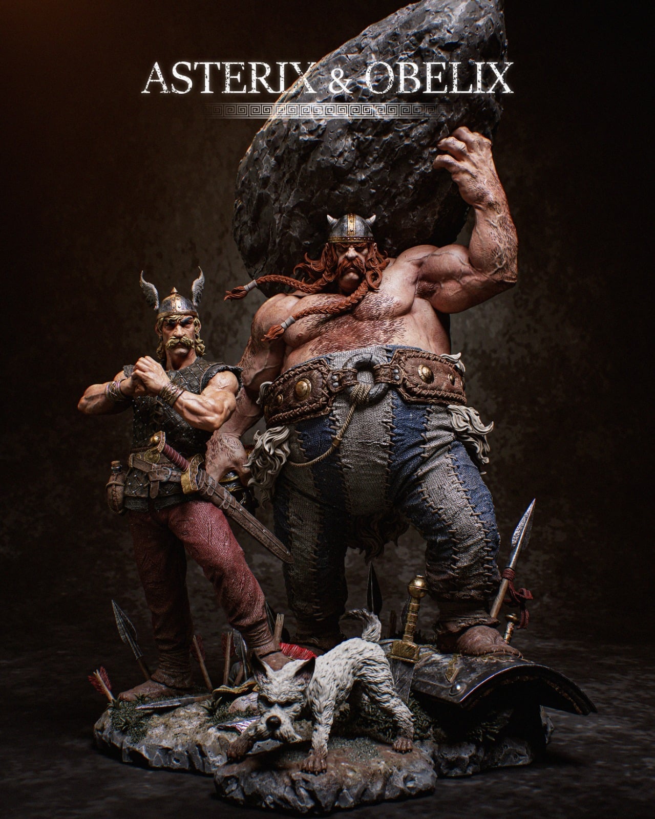 Obelix and Asterix (Asterix) resin figure by CA 3D Studios — studio render 1