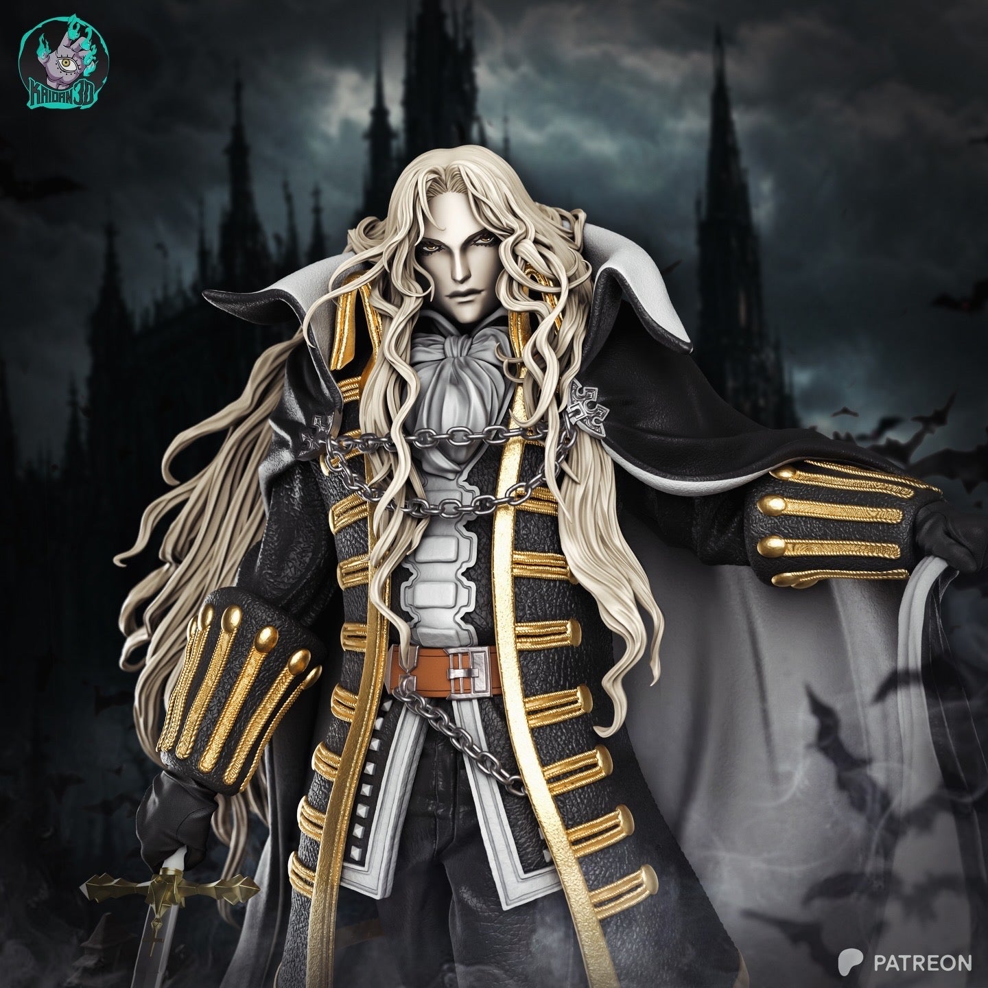 Alucard (Castlevania) resin figure by Kaidan 3D — studio render 1