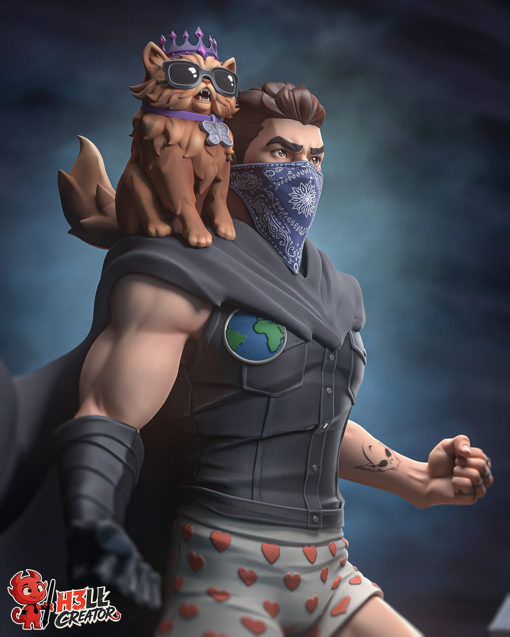 Carl and Princess Donut (Dungeon Crawler Carl) resin figure by h3LLcreator — studio render 5