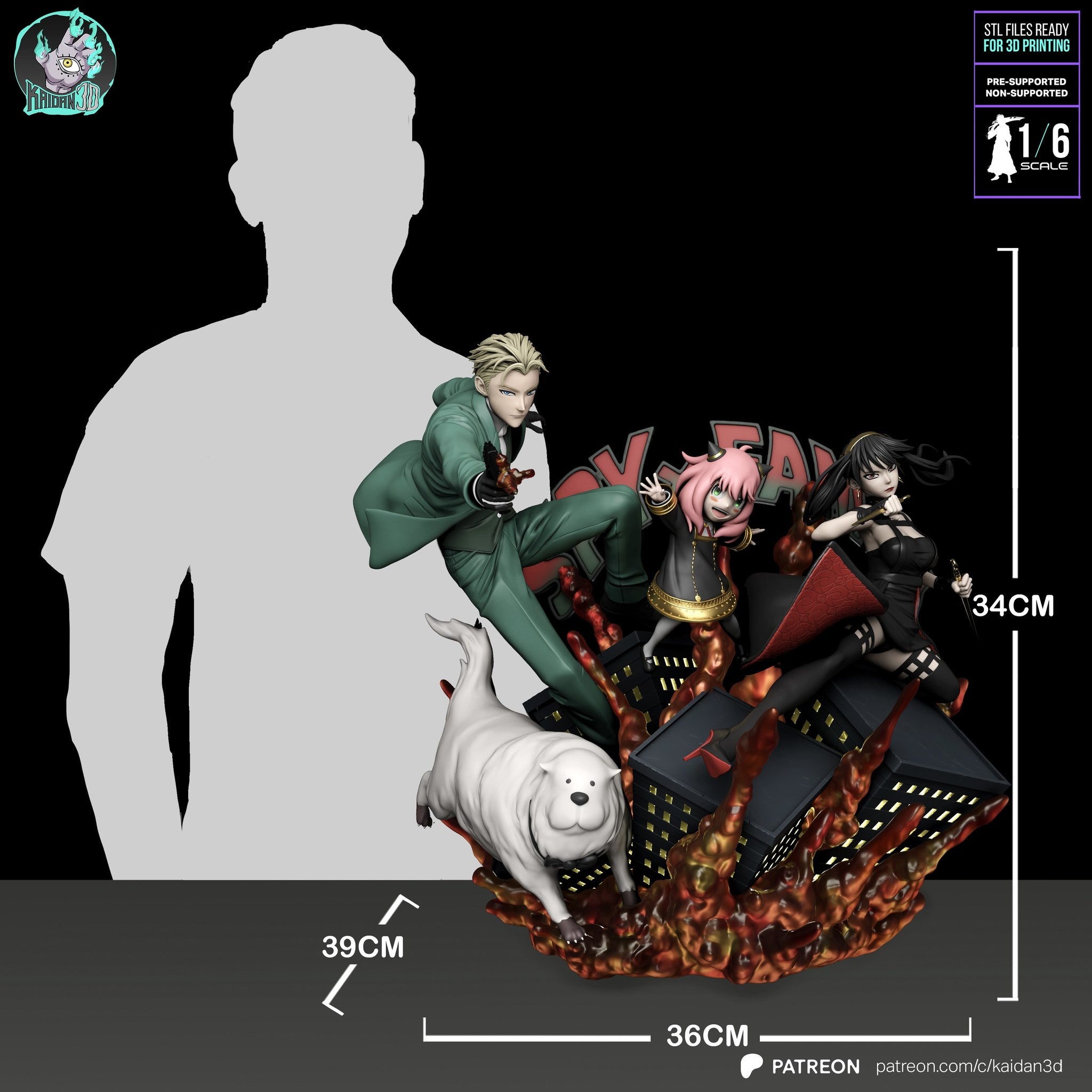 Loid and Yor and Anya (Spy x Family) resin figure by Kaidan 3D — studio render 7