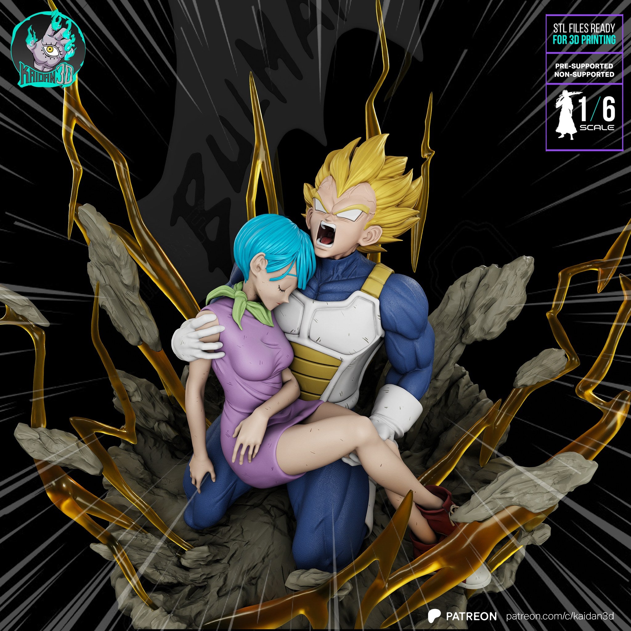 Vegeta and Bulma (Dragon Ball) resin figure by Kaidan 3D — studio render 1