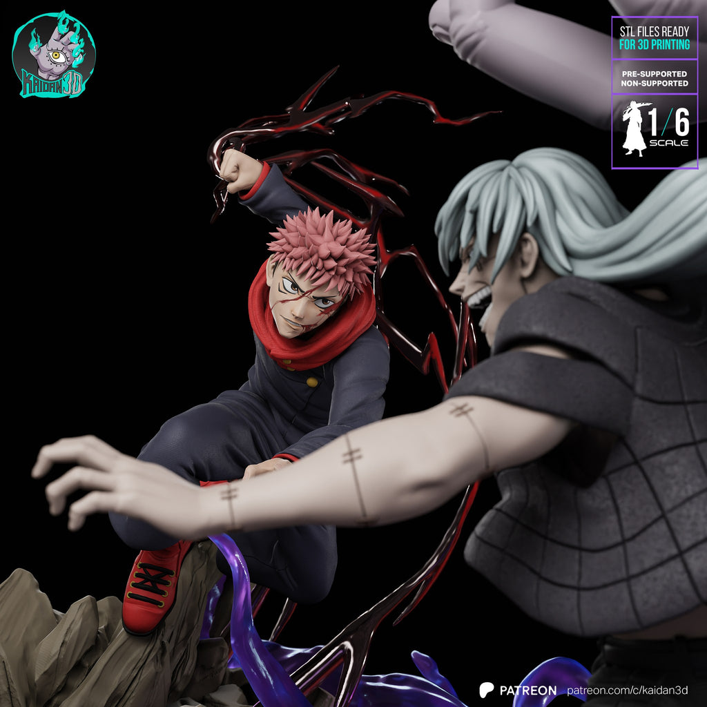 Yuji Todo and Mahito (Jujutsu Kaisen) resin figure by Kaidan 3D — studio render 3