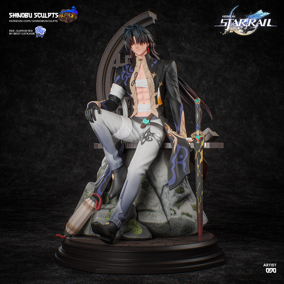 Blade (Honkai Star Rail) resin figure by Shinobu Sculpts — studio render 4